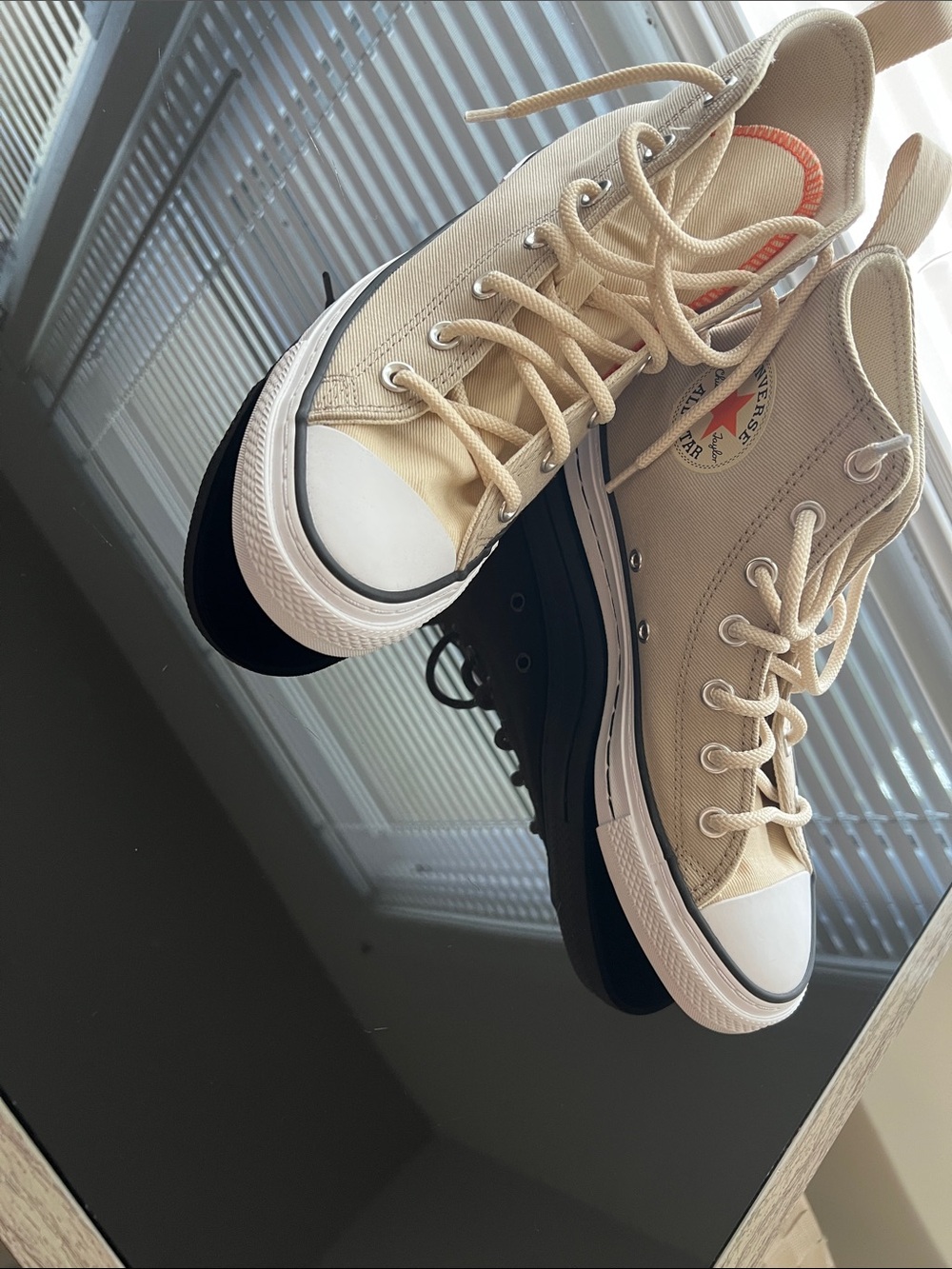 Converse beige low-top canvas sneakers